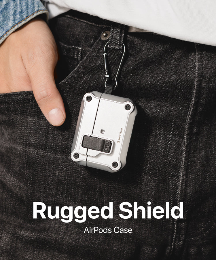 SwitchEasy AirPods 4 Rugged Shield カラビナ付き 耐衝撃ケース