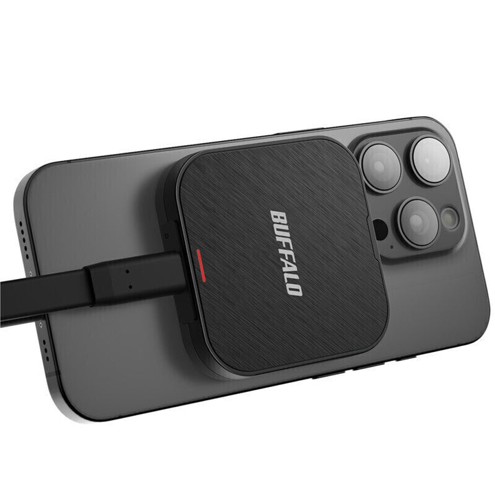 BUFFALO USB 3.2 (Gen 2) Type-C iPhone 16 / 15シリーズ対応 MagSafeマグネット対応 ポータブルSSD ProRes録画対応