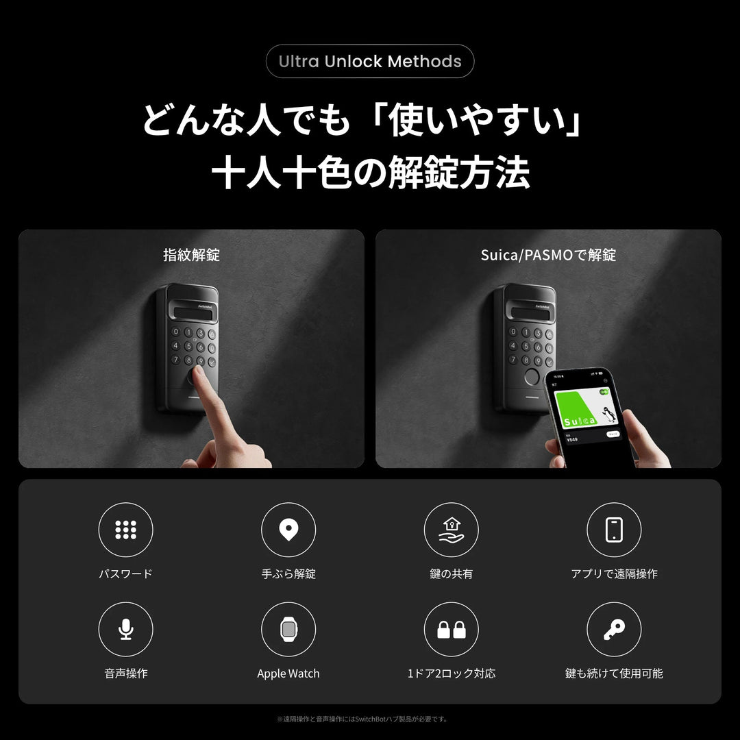 SwitchBot ロック Ultra スマートロック 玄関ドア スマートリモコン オートロック 後付け ブラック スマートキー