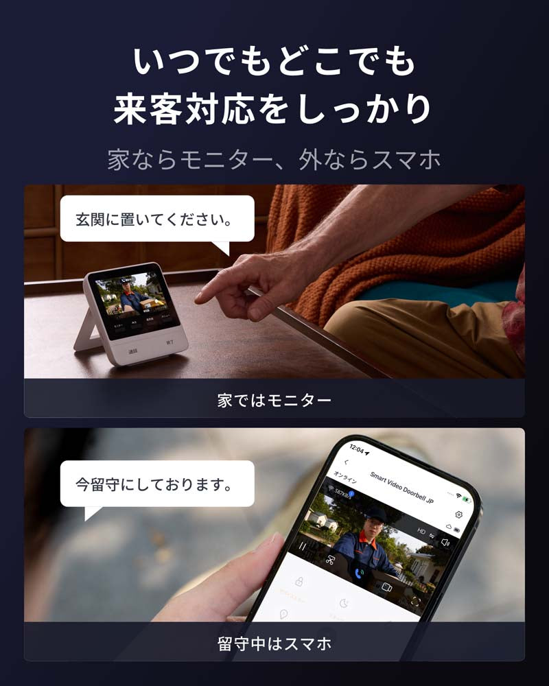 SwitchBot スマートテレビドアホン 室内用モニター親機 カメラ付き玄関子機 W6702002  インターホン 防犯カメラ