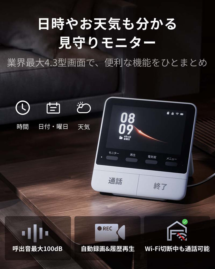SwitchBot スマートテレビドアホン 室内用モニター親機 カメラ付き玄関子機 W6702002  インターホン 防犯カメラ