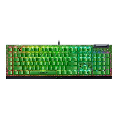 Razer BlackWidow V4 X Minecraft Edition Green Switch 英語配列 緑軸 有線 フルサイズ メディアキー/ローラー＆マクロキー搭載 メカニカル ゲーミングキーボード