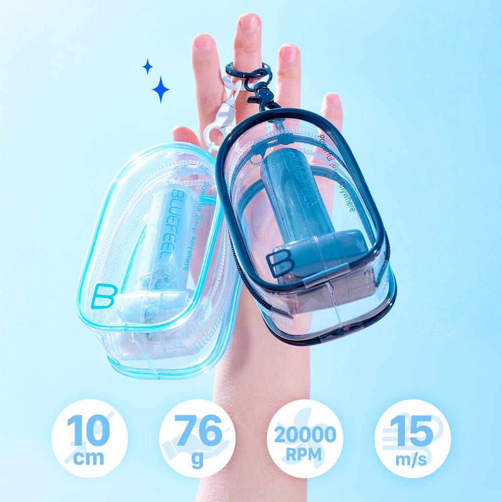 BLUEFEEL ミニ Z ポーチファン 超コンパクト ポータブル扇風機 最大風速15m/s ポーチ付き