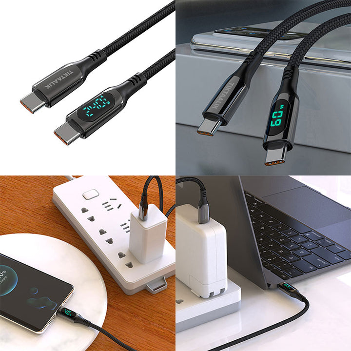 TIKTAALIK LCDディスプレイ付き 240W PD対応 USB-C to Cケーブル 1.5m