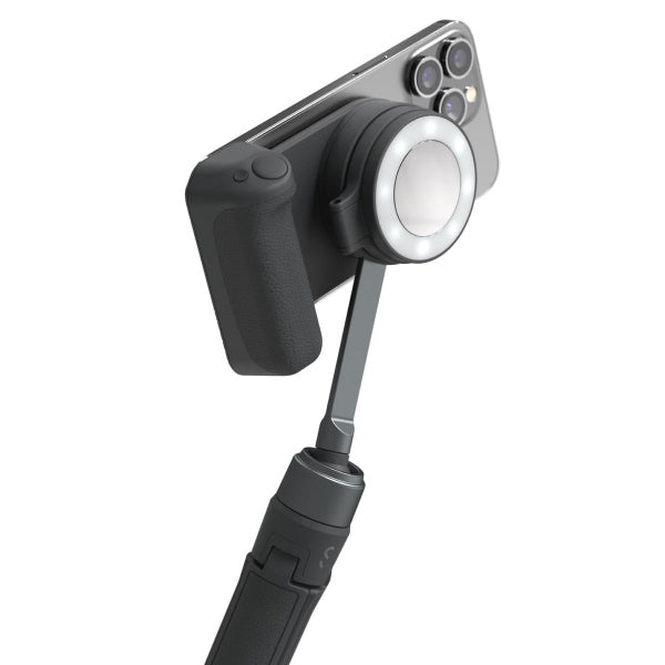 SHIFTCAM SnapGrip オールインワンキット 3200mAh MagSafe対応モバイルバッテリー内蔵カメラグリップ LEDリングライト セルフィースティック&三脚 キャリングケース付き