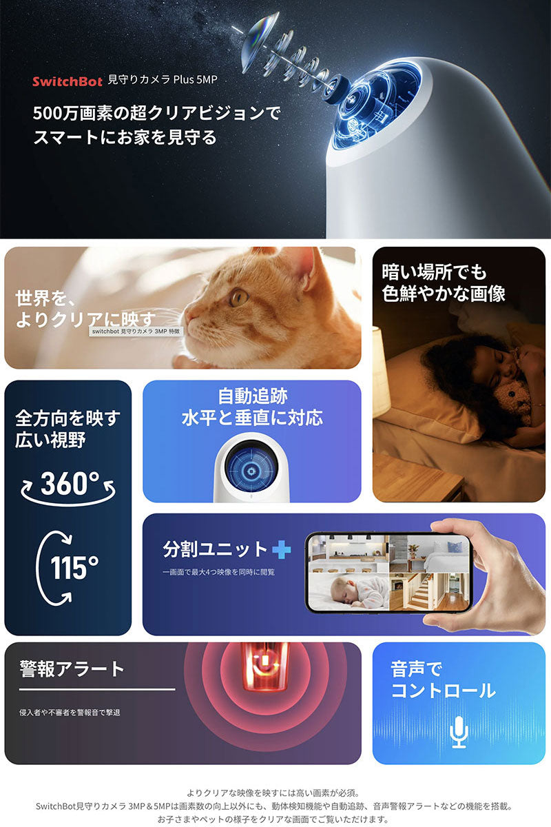 SwitchBot 見守りカメラPlus 5MP 屋内カメラ スマートホーム