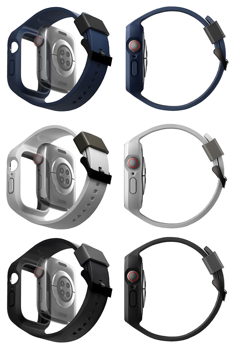 UNIQ Apple Watch 45mm Series 9 / 8 / 7 / 44mm SE 第2世代 SE / 6 / 5 / 4 MONOS 2-IN-1 STRAP WITH HYBRID CASE