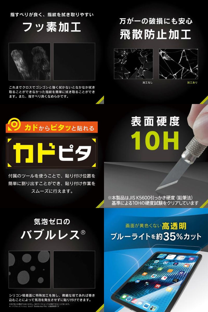 Simplism iPad A16 (第11世代) / 10.9インチ iPad(第10世代) 画面保護強化ガラスフィルム カドピタ