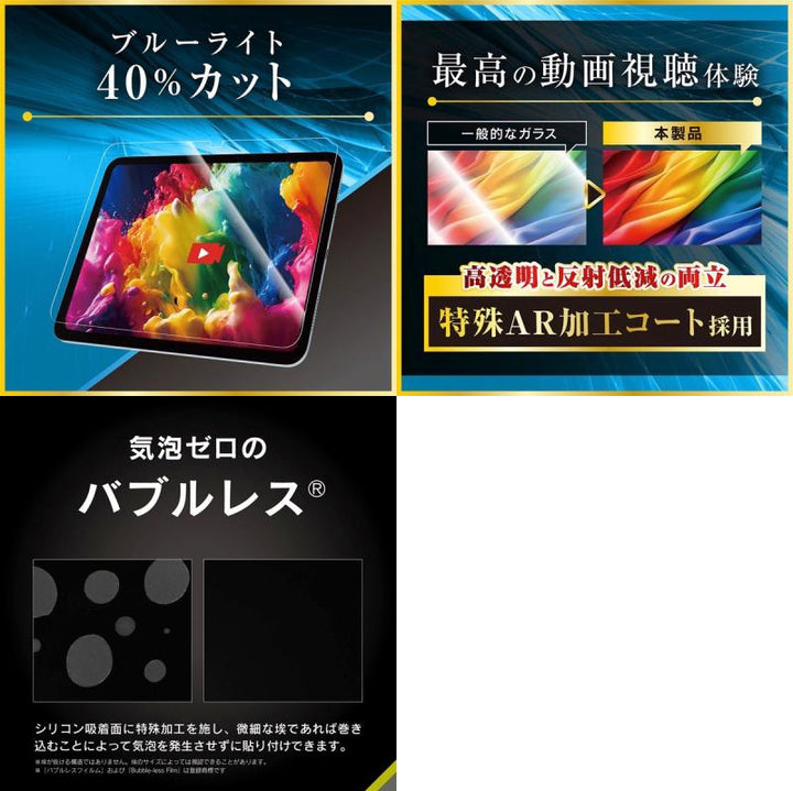 Simplism iPad A16 (第11世代) / 10.9インチ iPad(第10世代) 画面保護強化ガラスフィルム カドピタ