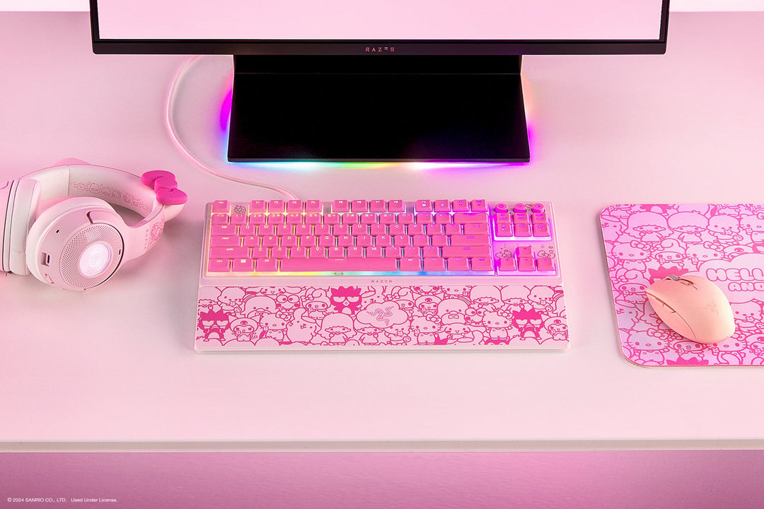 Razer Ornata V3 Tenkeyless 英語配列 有線 RGBライティング メカ・メンブレン ゲーミングキーボードHello Kitty and Friends / Kuromi Edition サンリオコラボレーション ハローキティ＆フレンズ クロミ
