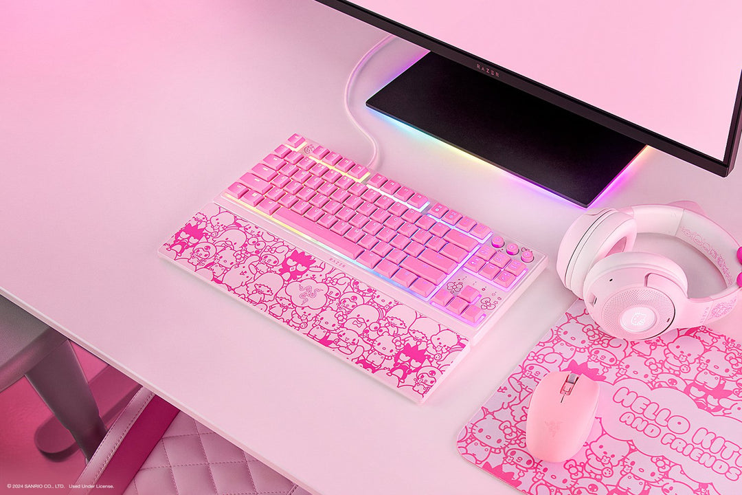 Razer Ornata V3 Tenkeyless 英語配列 有線 RGBライティング メカ・メンブレン ゲーミングキーボードHello Kitty and Friends / Kuromi Edition サンリオコラボレーション ハローキティ＆フレンズ クロミ