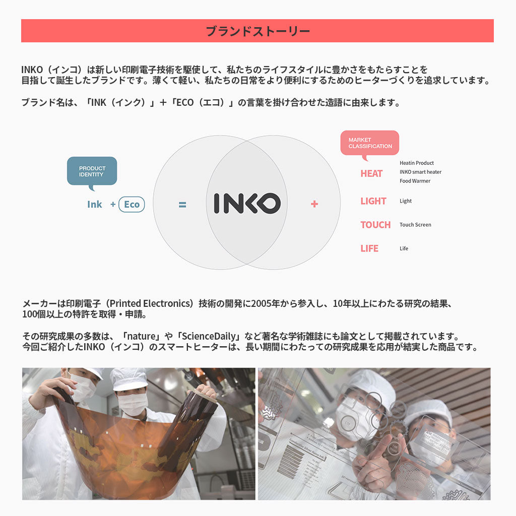 INKO USB Heating Pad Suede 薄型 USBヒーター プレミアム人工スエード仕様 インクで温める スリムヒーター あたたかグッズ インコ ヒーター