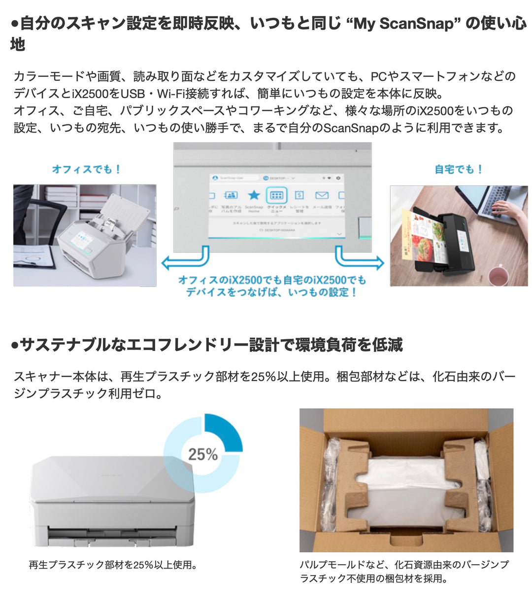 リコー PFU ScanSnap iX2500 タッチパネル搭載 ドキュメントスキャナー | Wi-Fi対応/USB接続 | 書類スキャン | PDF化 | 紙レス化 | 電子帳簿保存法対応 | 写真 | 書類 | レシート | 名刺