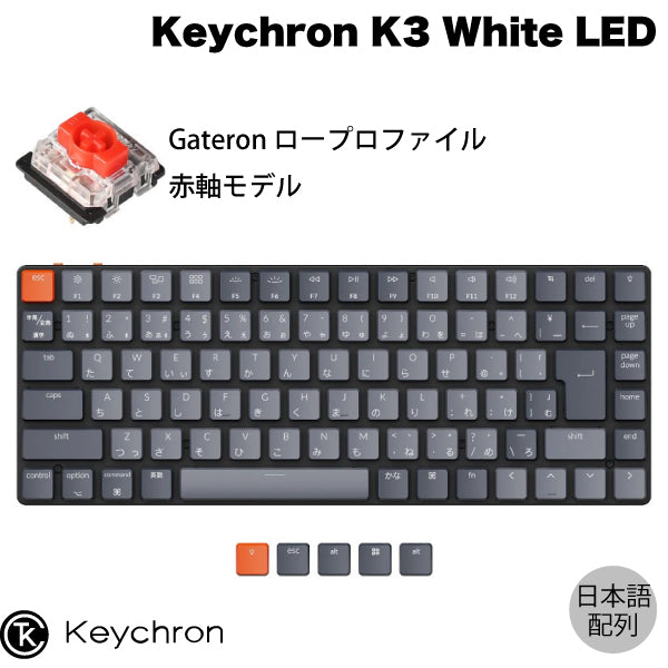 日本語配列 / Gateron 赤軸 / White LEDライト