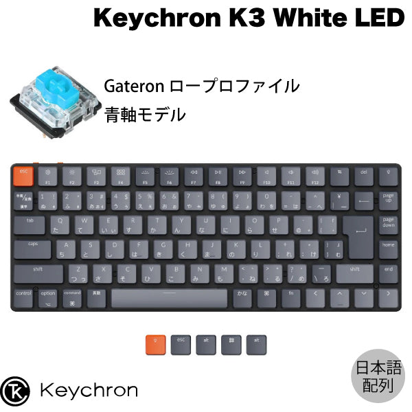 日本語配列 / Gateron 青軸 / White LEDライト