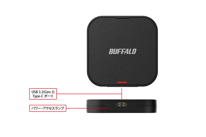 BUFFALO USB 3.2 (Gen 2) Type-C iPhone 16 / 15シリーズ対応 MagSafeマグネット対応 ポータブルSSD ProRes録画対応