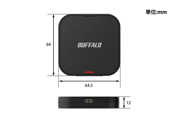 BUFFALO USB 3.2 (Gen 2) Type-C iPhone 16 / 15シリーズ対応 MagSafeマグネット対応 ポータブルSSD ProRes録画対応